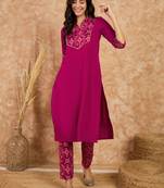 Ziyaa women's maroon crepe kurta and pant set