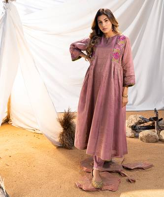 Mauve cotton kurta set 1