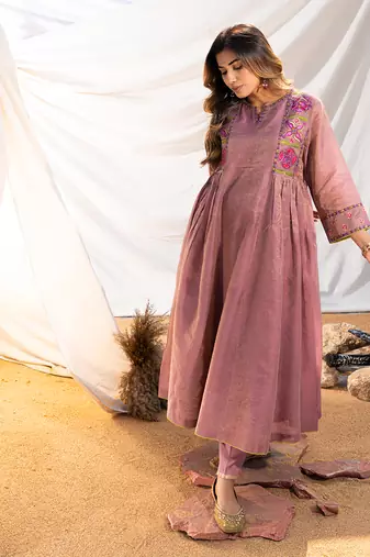 Mauve cotton kurta set