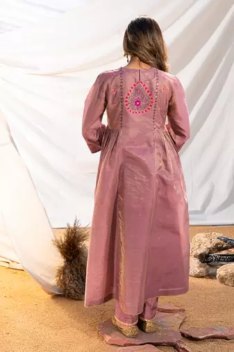Mauve cotton kurta set