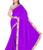 Purple plain chiffon saree with blouse