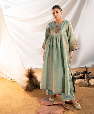 Green cotton kurta set 2