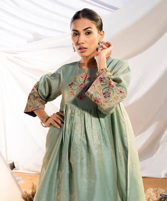 Green cotton kurta set 3