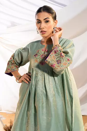Green cotton kurta set