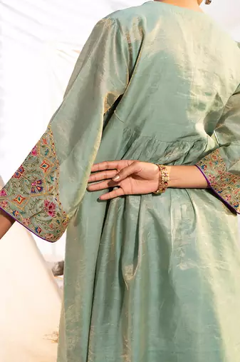 Green cotton kurta set