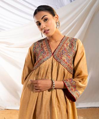 Beige cotton kurta set 3