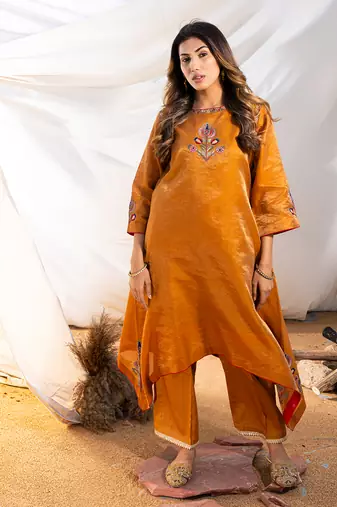 Rust cotton kurta set