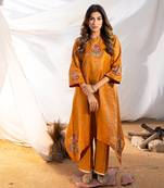 Rust cotton kurta set