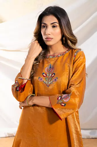 Rust cotton kurta set