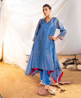 Blue cotton kurta set 1