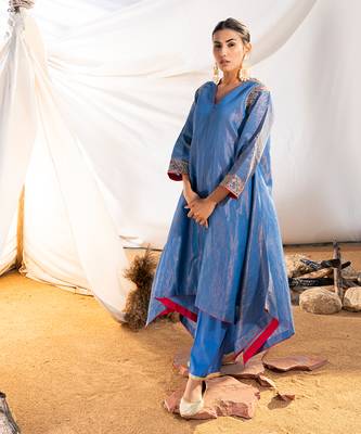 Blue cotton kurta set 2
