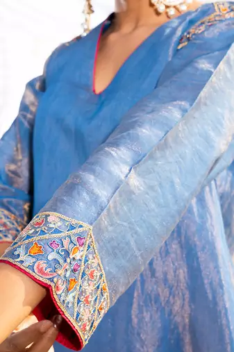 Blue cotton kurta set