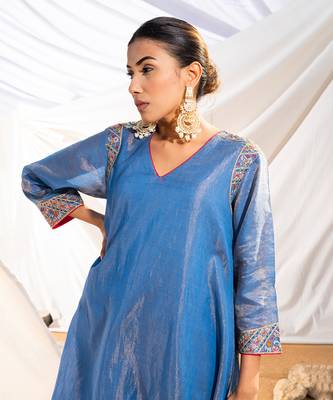 Blue cotton kurta set 5