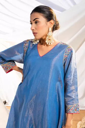 Blue cotton kurta set