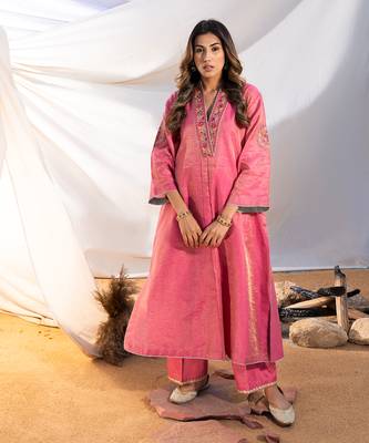 Pink cotton kurta set 1