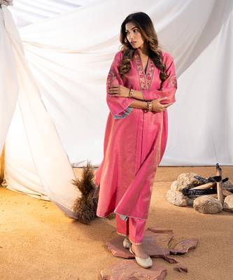 Pink cotton kurta set 3