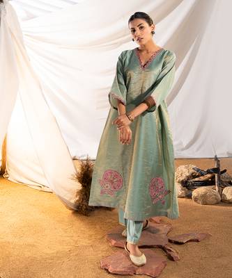 Green cotton kurta set 1
