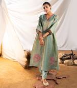 Green cotton kurta set