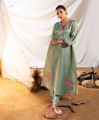 Green cotton kurta set 2
