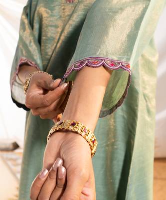 Green cotton kurta set 4