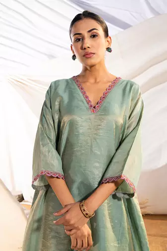 Green cotton kurta set