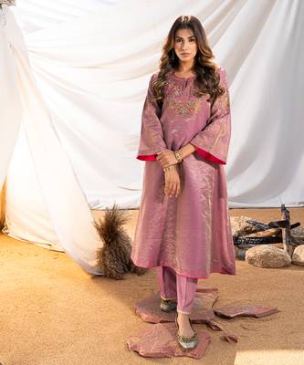 Mauve cotton kurta set 1