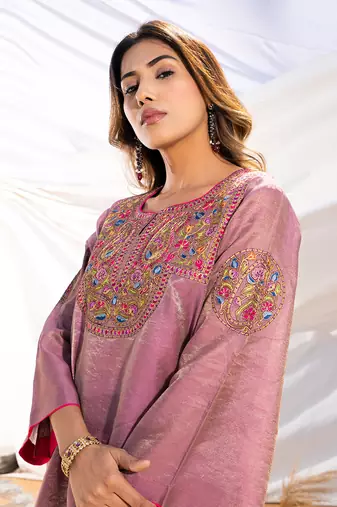 Mauve cotton kurta set