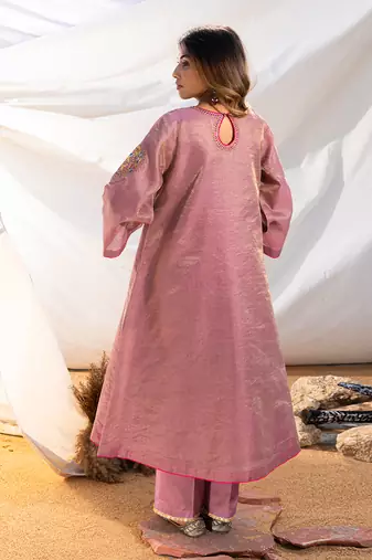 Mauve cotton kurta set