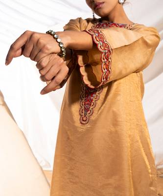 Beige cotton kurta set 5