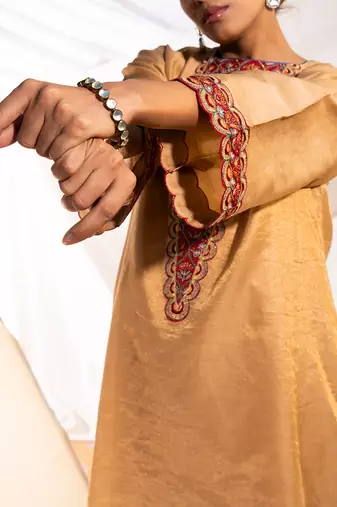 Beige cotton kurta set