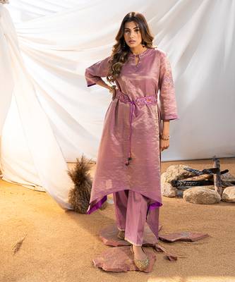 Mauve cotton kurta set 1