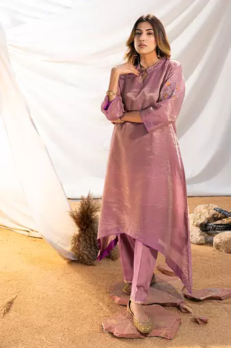 Mauve cotton kurta set