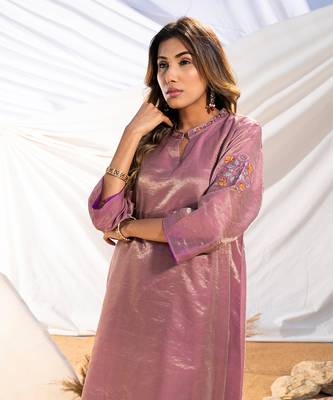 Mauve cotton kurta set 3