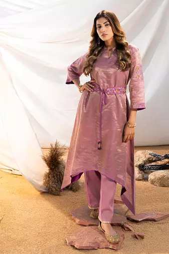 Mauve cotton kurta set