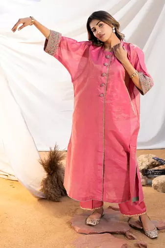 Pink cotton kurta set