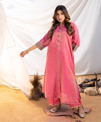 Pink cotton kurta set 1