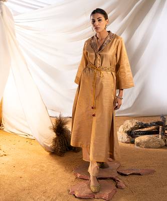 Beige cotton kurta set 1