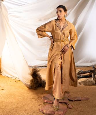 Beige cotton kurta set 2