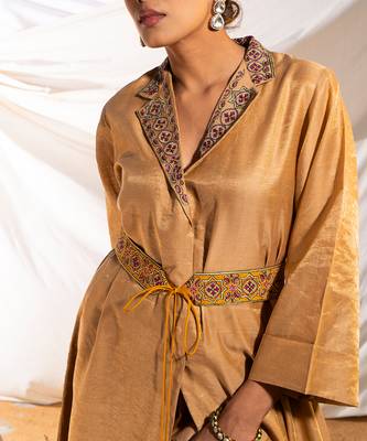 Beige cotton kurta set 3