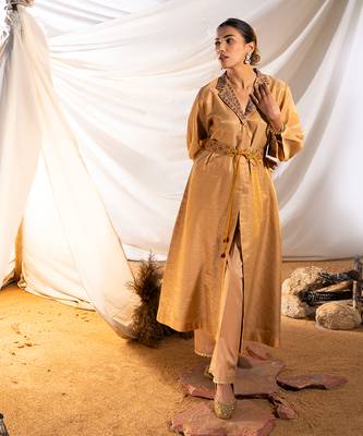 Beige cotton kurta set 4