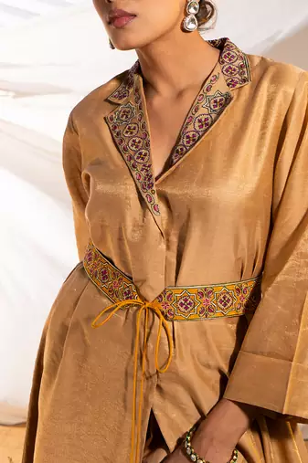 Beige cotton kurta set