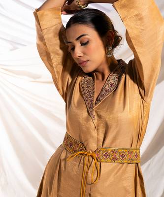 Beige cotton kurta set 6