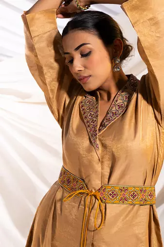Beige cotton kurta set