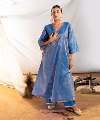 Blue cotton kurta set 2