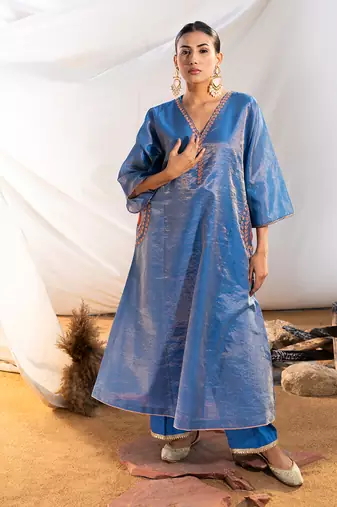 Blue cotton kurta set