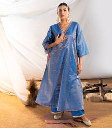 Blue cotton kurta set