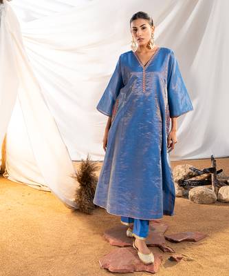 Blue cotton kurta set 3