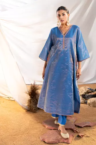 Blue cotton kurta set