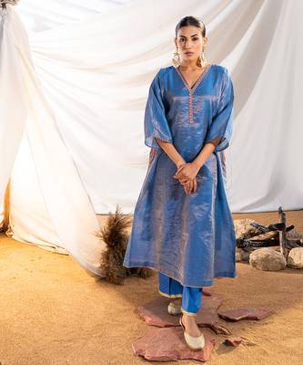 Blue cotton kurta set 1