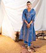 Blue cotton kurta set